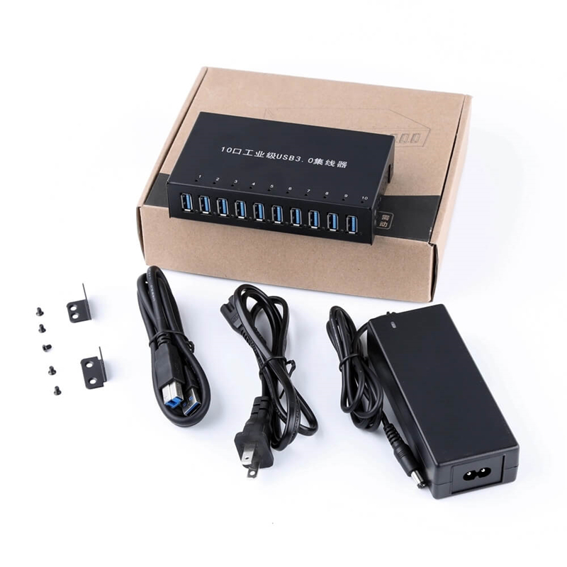 Industrial 10 Ports USB 3.0 HUB | 5G Data Speed | Mounting Brackets | Plug  & Play | Over-Current Protection