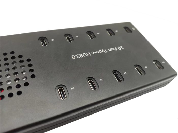 Industrial USB Type C Charge & Sync Hub – 10 Ports