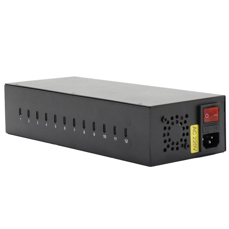 High-Power 12-Port USB-C Charger for Mobile Phones and Tablets | 250W Output Power
