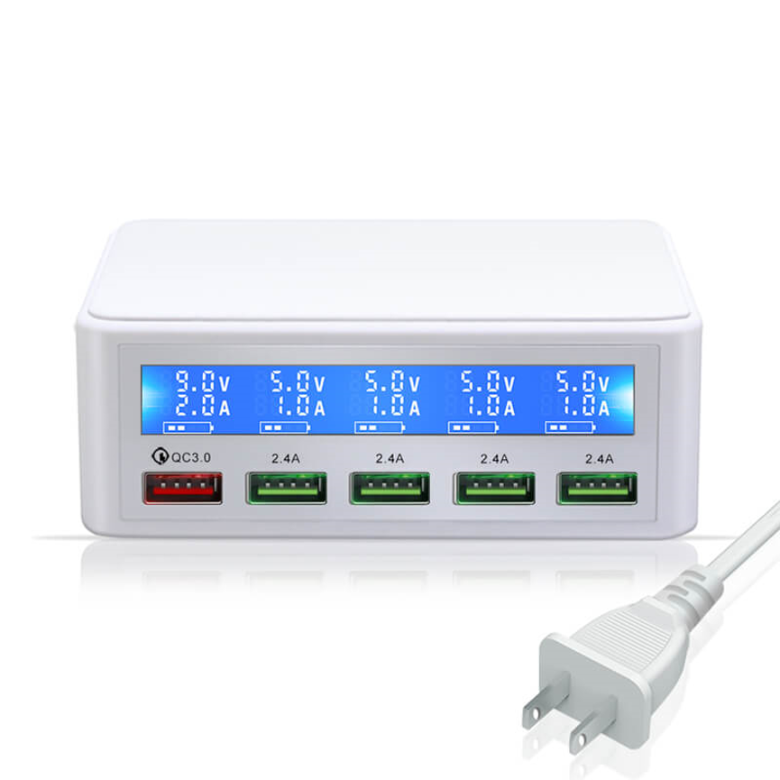 LC-818 desktop USB charger with 1 QC and 4 USB ports