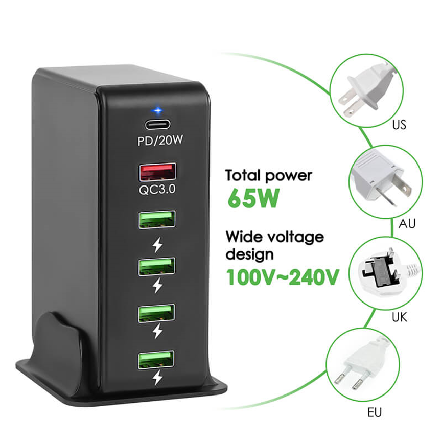LC-818PD 6-Port USB Charger for travel and multi-device charging