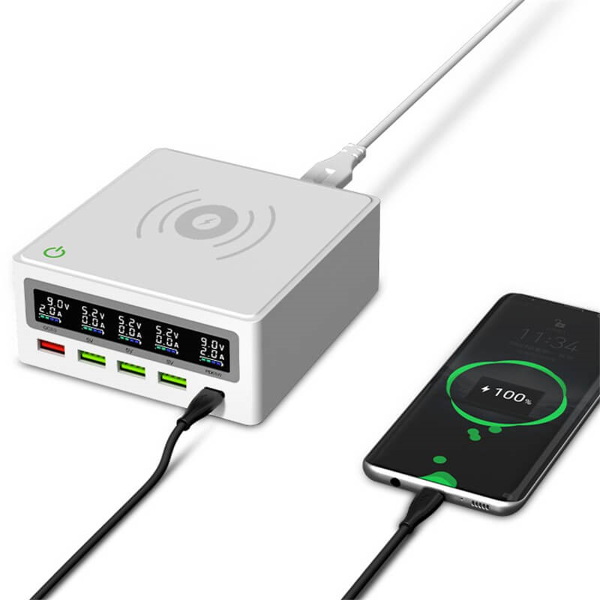 4-Port USB Charger L-26 with wireless charging pad