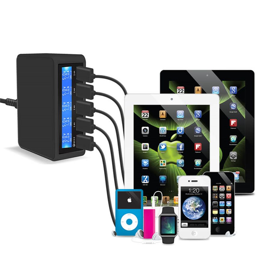 LC-818 multi-device USB charger with five charging ports