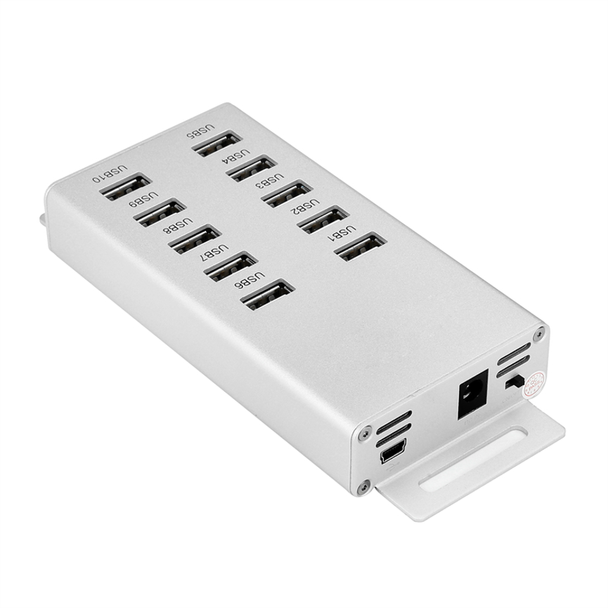 A-10A 10 Port USB 2.0 HUB angled front view