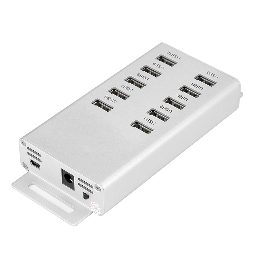 A-10A 10 Port USB 2.0 HUB with 65W power adapter connection