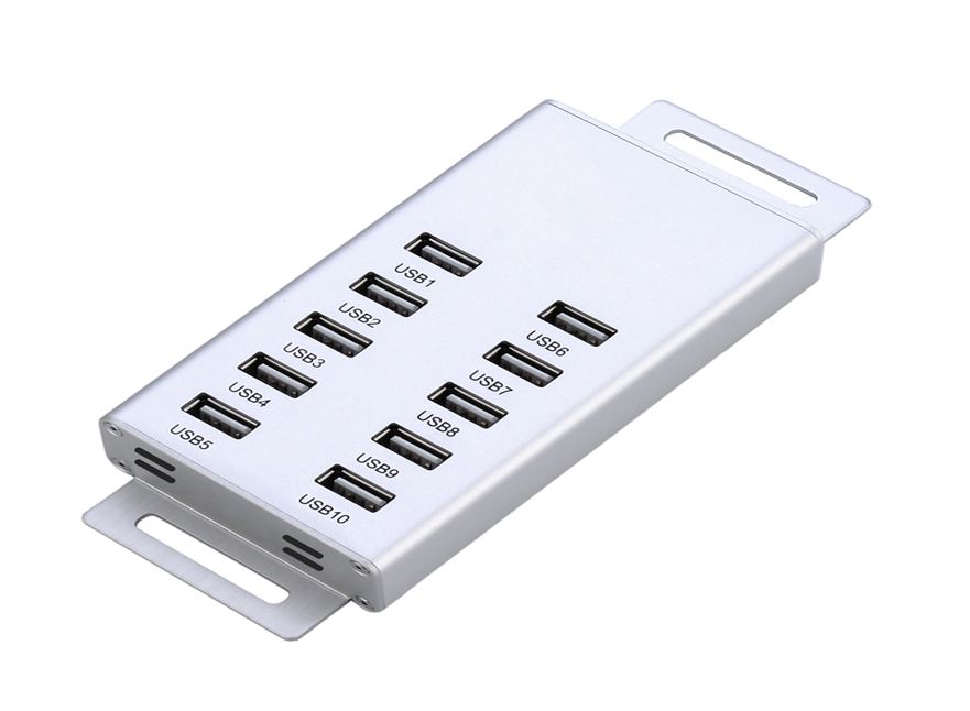 A-10A 10 Port USB 2.0 HUB top view with ten USB ports