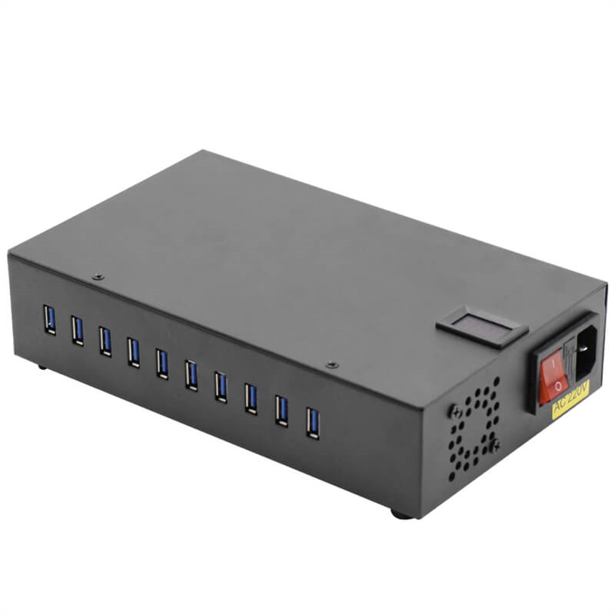 10 Ports USB Charging Station front angled view