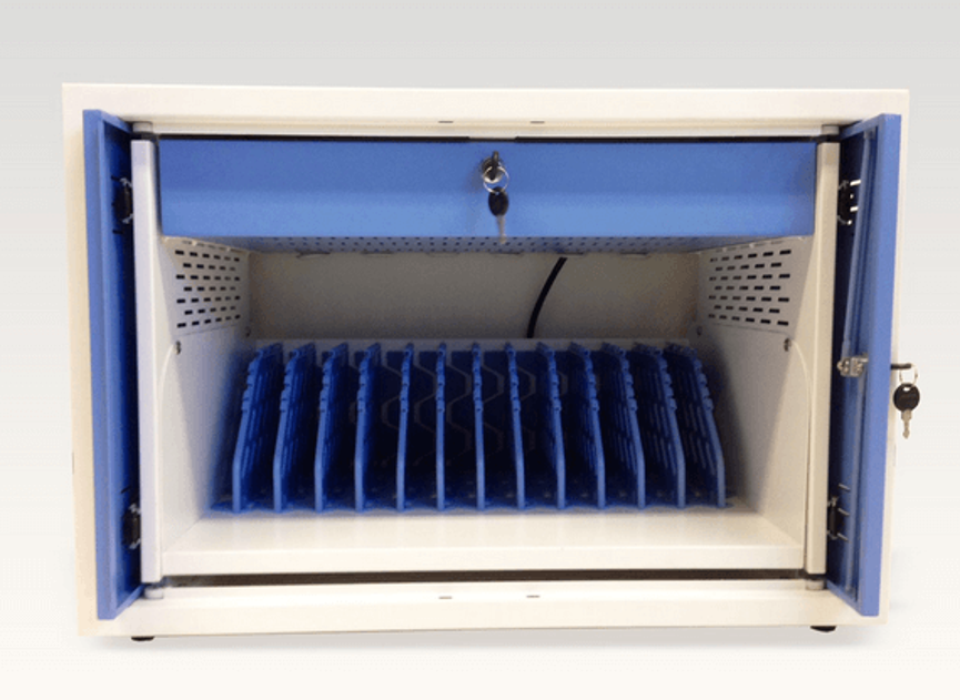 12-Device Charging Cabinet interior with charging slots