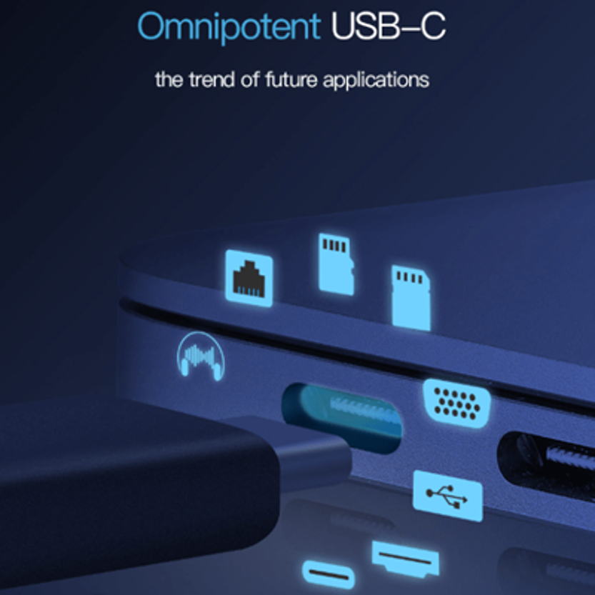T-230 USB-C docking station with laptop and peripherals