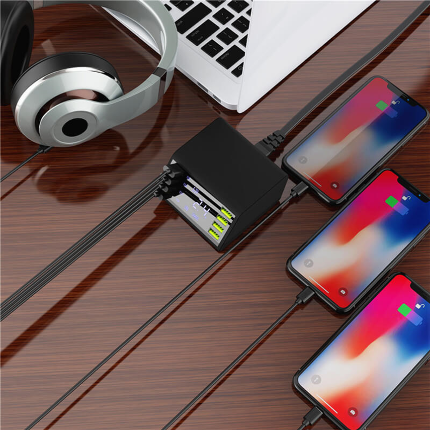 LC-838W 8 Ports USB Charger with 1 QC and 7 USB ports