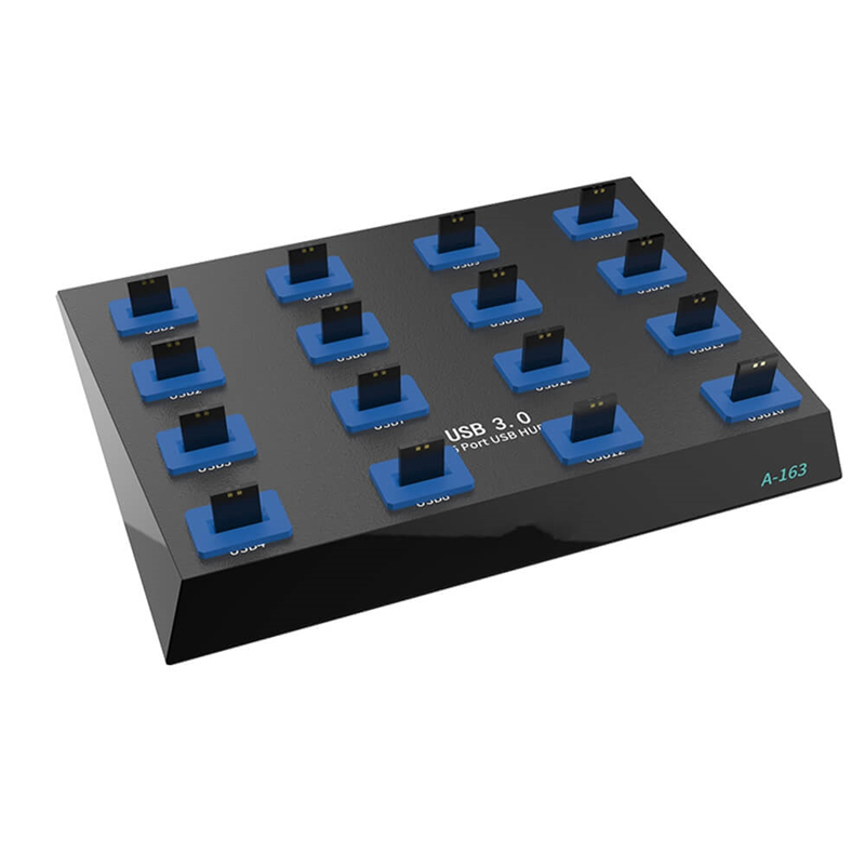 16 Port USB Duplicator front view with 16 USB ports