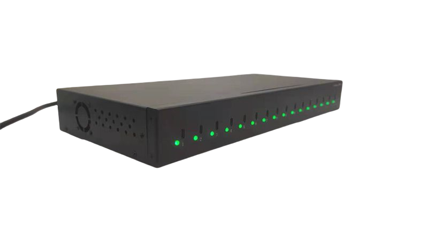 16 Port USB-C Charger TC-16 with green LED indicators