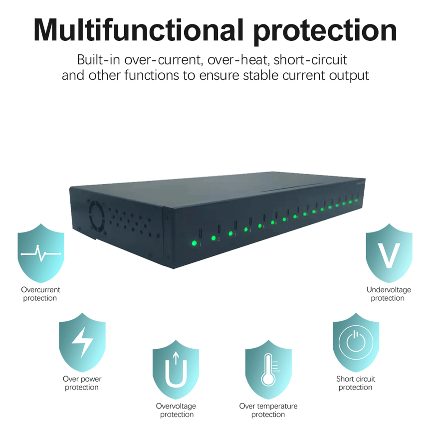 1. 16 Port USB-C Charger TC-16 with multifunctional protection 16 Port USB