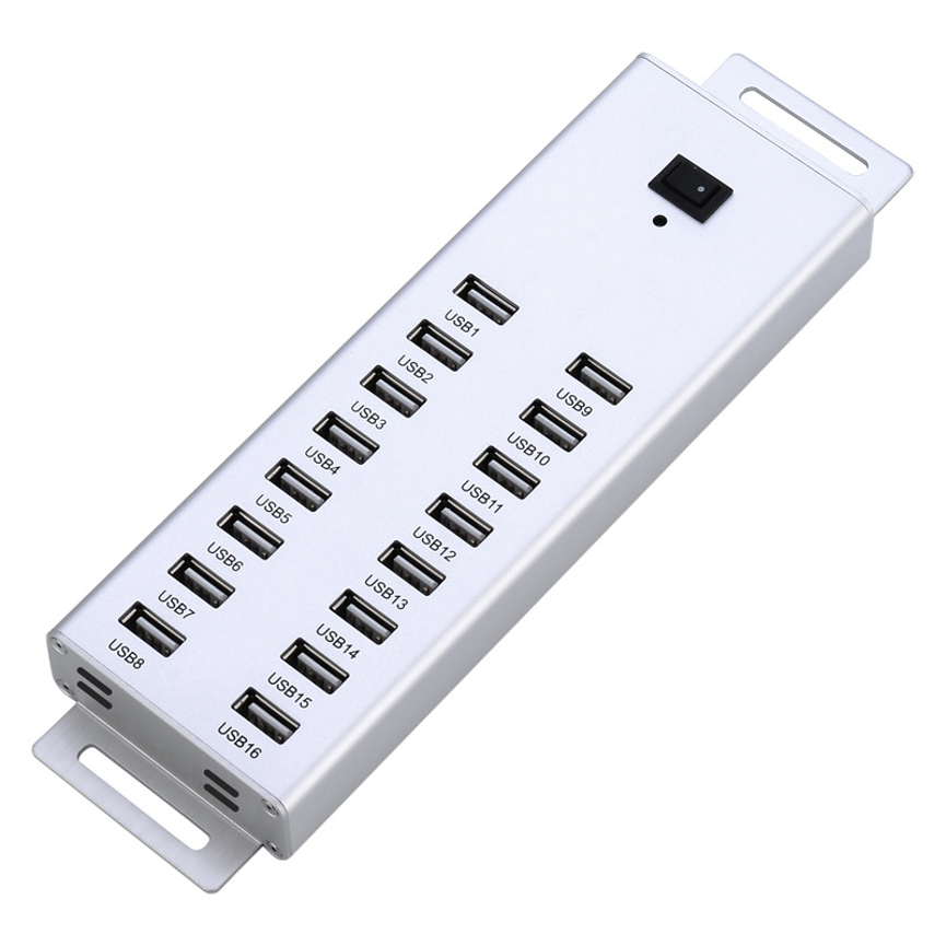 16 Port USB 2.0 HUB aluminum multi-port powered hub