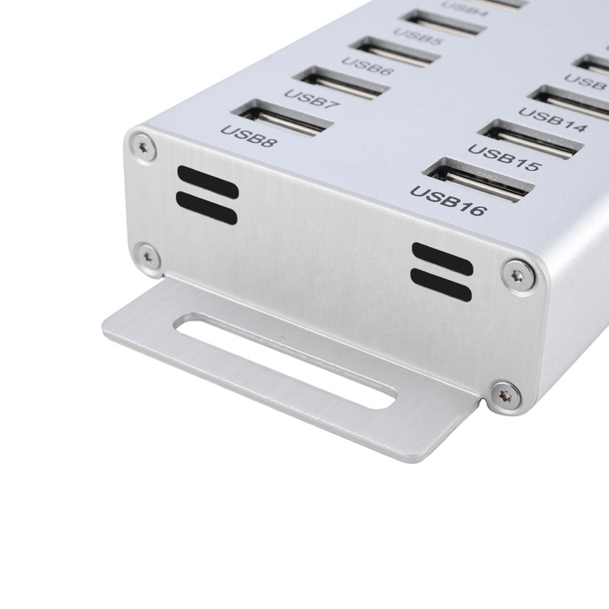 16 Port USB 2.0 HUB with 16 USB ports and mounting bracket
